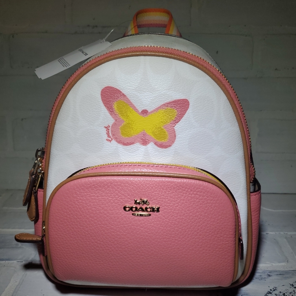 NWT Coach Mini Court Women's Backpack with Butterfly